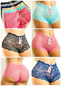 Boyshorts Soft Lace 6 -12 MID RISE SHORTIE PANTIES UNDERWEAR Short 2816 S-4X - Picture 1 of 12