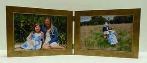 3.5x5 4x5 4x6 5x7 Antique Gold Double Hinged Horizontal Wood Picture Frame New - Picture 1 of 4