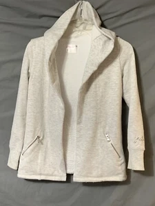 Girls Justice gray Open Front Hooded jacket size 8 With Zipper Side Pockets - Picture 1 of 5