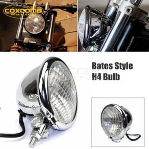 4 1/2" 4.5" Bates Style Headlight Headlamp For Harley Chopper Bobber Custom Dyna - Picture 1 of 9