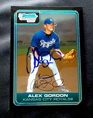 ALEX GORDON ROYALS SIGNED AUTOGRAPHED 2006 BOWMAN CHROME ROOKIE BASEBALL CARD - Image 1 of 2
