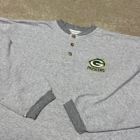 Green Bay Packers Sweater Men Large NFL Football Pullover Vintage 90s Henley Cover