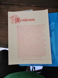 DESIDERATA Inspirational Life Advice by Max Ehrman Thick Paper Print 11x8 - Picture 1 of 6