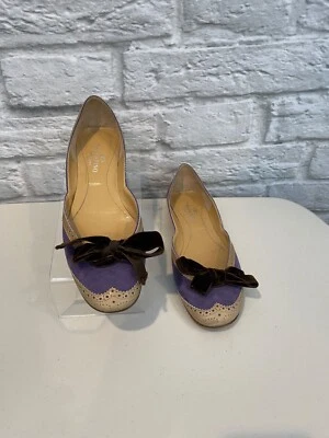 Valentino Garavani Púrpura Gamuza Cuero Terciopelo Lazo Pisos Talla 40/9.5 Foto 1 de 4