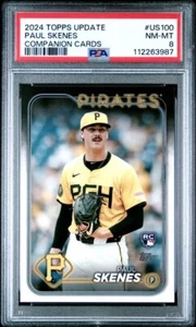 2024 TOPPS UPDATE COMPANION CARDS #US100 PAUL SKENES ROOKIE RC PSA 8 spedizione gratuita - Foto 1 di 2