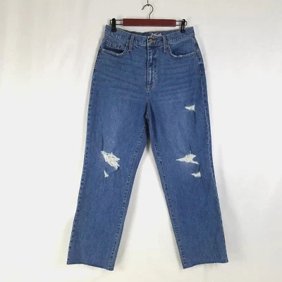 Pantalones de mezclilla recortados rectos vintage de tiro alto para mujer - hilo universal talla 10 Foto 1 de 4