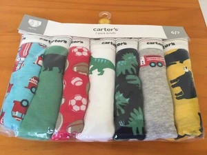 NWT Carter's 7 Pairs Underwear Boy Briefs 5 6 7 8 Dinosaur Bear Sport Trucks NEW - Picture 1 of 2