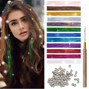 SEGO Kunsthaar Hair Extensions Glitzer Haarsträhnen Zum Einflechten Bunte Für Mä - Bild 1 von 8