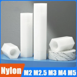 M2 M2.5 M3 M4 M5 Nylon Female Hexagonal Pillar Standoff Spacer Support PCB White - Picture 1 of 8