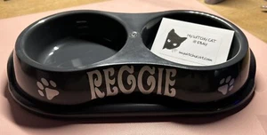 Double Personalised Cat/Dog Feeding Bowl Choice Of 2 Colours - Picture 1 of 4