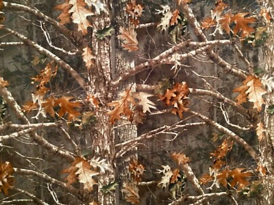 true timber camouflage camo stretchy FLEECE fabric on brown, 60" by 31" - Image 1 of 4