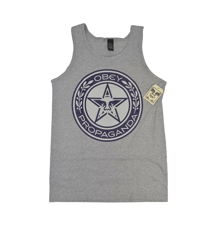 Camiseta sin mangas Obey LUXURY PROPAGANDA TANK gris jaspeado blanco púrpura para hombre  Foto 1 de 1