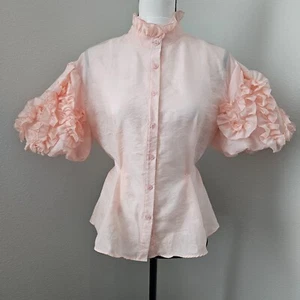CQ by CQ PUFF SLEEVE Ruffled Top Festival Boho Dramatic Romantic sz Medium - Picture 1 of 11