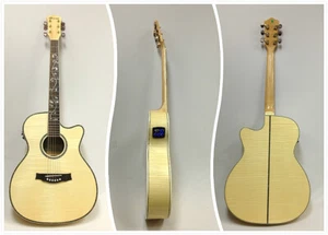Caraya 837CEQN All Flame Maple Body OM Shape Electro-Acoustic Guitar,EQ & more.. - Picture 1 of 12
