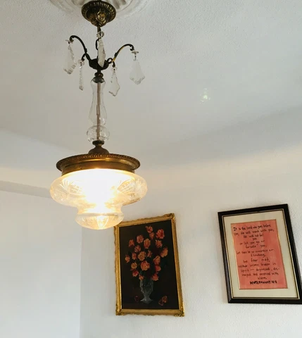 34" Antique Brass Crystal French Crystal Pendalogue 1-Light Ceiling Lamp ✨ Cover