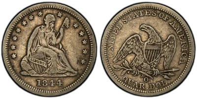1844 O PCGS VF25 Seated Liberty Quarter - Image 1 of 3