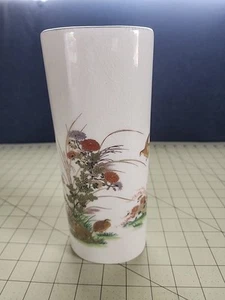 BIRDS QUAIL OTAGIRI FLOWER VASE CRAZED JAPAN - Picture 1 of 6