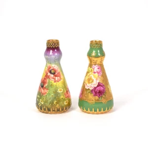 Antiguo par de jarrones florales Art Nouveau Royal Bonn - Imagen 1 de 5