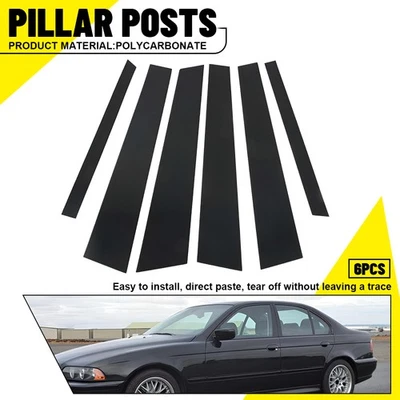 Cubierta de moldura de puerta de ventana postes de pilar negros para 97-03 BMW 540i 528i 530i 525i Deco Foto 1 de 4