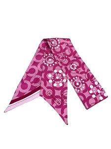 Bolso Cartera COACH Blanco Lentejuelas y Rosa 100% Seda Cola de Caballo Bufanda Cuello Corbata Nuevo sin Etiquetas - Imagen 1 de 1