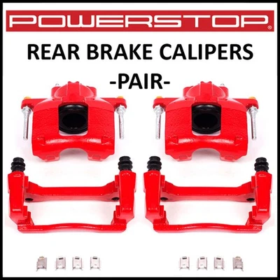 Pinzas de freno delanteras PowerStop rojas con soportes para Jeep Wrangler JK 2007-2018 Foto 1 de 2