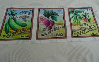 Schöner Stoff Panels GEMÜSE Baumwolle  19cm x 48cm Patchwork Basteln DIY - Bild 1 von 4