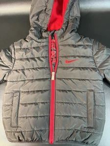 Nike Puffer Jacket Boy's 3T Logo Hooded Winter Gear - Picture 1 of 18