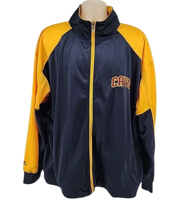 Jaqueta de aquecimento Cleveland Cavaliers azul dourada masculina 3XL Majestic - Imagem 1 de 4