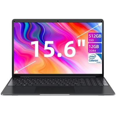 SGIN Notebook 15,6 Zoll Laptop 12GB RAM 512GB SSD Intel Quad-Core 2,9GHz Win 11 - Bild 1 von 4