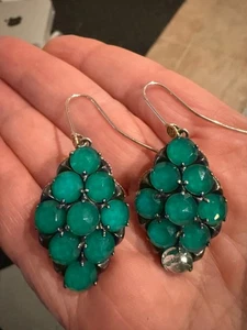 Tacori grüner Onyx Sterlingsilber 18 Karat Draht Ohrringe - Bild 1 von 8