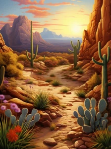 Verzauberte Wüstenlandschaft Kunstdruck - 2 Größen - Bild 1 von 2