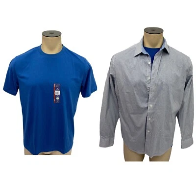 Report Collections Shirt Mens Large Button Up Blue Long Sleeve & Tee - Image 1 of 4