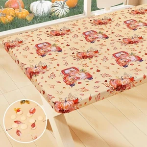 Smiry Plastic Thanksgiving Tablecloth Autumn Harvest Pumpkin Truck Yellow 30x72" - Picture 1 of 7