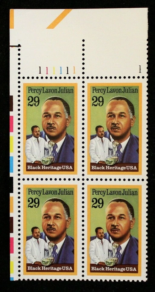 US Plate Block Stamps #2746 ~ 1993 29¢ Percy Lavon Julian Black Heritage SP2943 - Image 1 of 1