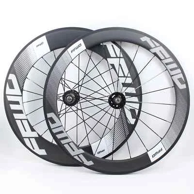 700C 60mm 88mm Track Fixed Gear Wheels Bike Matt UD 3K Carbon Tubeless Wheelset - Image 1 of 4