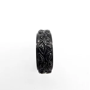 Handmade Fidget Spinner Ring, Black, Stainless Steel, Evil Eye Style, *SIZE 09* - Picture 1 of 2