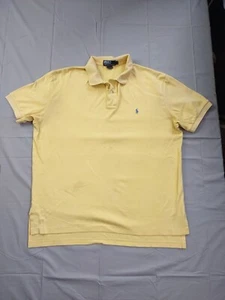 Polo By Ralph Lauren Shirt Mens Large Yellow Polo Shirt Blue Embroidered Pony - Picture 1 of 17