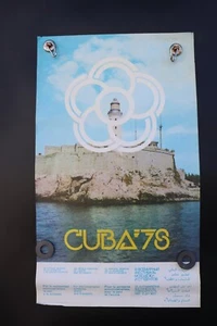 Vtg 1978 Cuba '78 Poster XI World Festival Youth Students Havana Lighthouse Peac - Picture 1 of 6