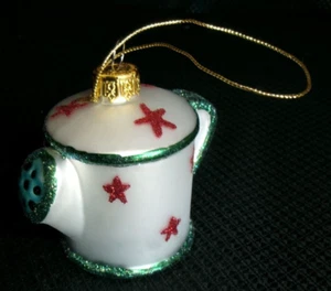 Christmas Watering Can Ornament Blown Glass SO26 - Picture 1 of 3