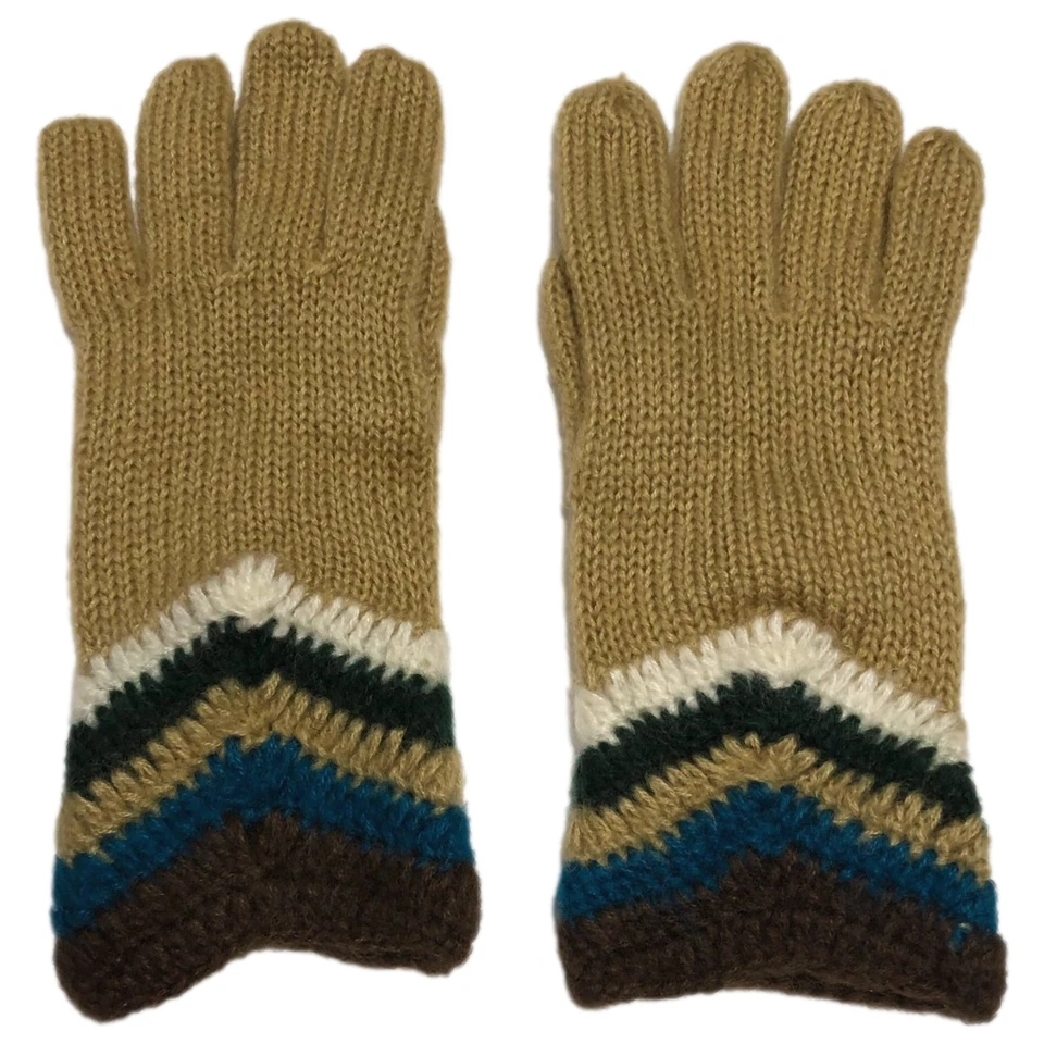 Guantes de punto para mujer con estampado en zigzag azul tostado y verde Foto 1 de 1