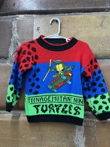 TMNT Boys Ninja Turtles Acrylic Sweater Donatello JJ Poole 90s 1990 Made in USA - Picture 1 of 7