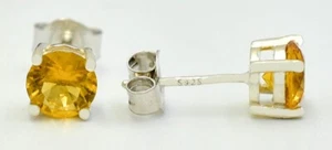 LAB CREATED 2.24 Cts  YELLOW TOPAZ STUD EARRINGS .925 Silver -MADE IN USA - Picture 1 of 4