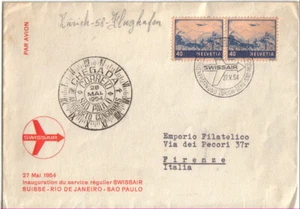 Annullo tematico SVIZZERA - 1954 - LBF/3295 - PRIMO VOLO SWISSAIR  SVIZZERA - RI - Picture 1 of 1