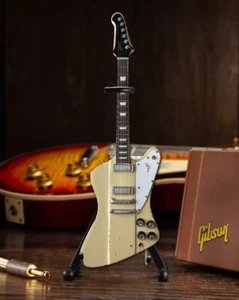 AXE HEAVEN Johnny Winter 1964 Gibson Firebird V Polaris White Mini Guitar Gift - Picture 1 of 3