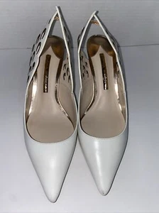 Sophia Webster White Rose Gold Leather Angelo Pump Slingback Size 38.5( 8US) - Picture 1 of 9