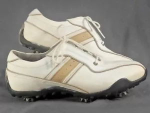 Footjoy Lopro Collection Womens Spiked Golf Shoes Size 7 M White Tan #97153 - Picture 1 of 12
