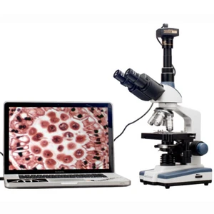 AmScope 2000X Trinocular Compound LED Microscope 3D Mechanical Stage+1.3M Camera - Picture 1 of 8