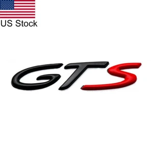 1x Matte Black & Red GTS Letter Emblem Rear Trunk Boot Decal Badge - Picture 1 of 3