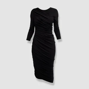 $215 Norma Kamali Women's Black Long Sleeve Diana Sheath Dress Size S/36 - Picture 1 of 5