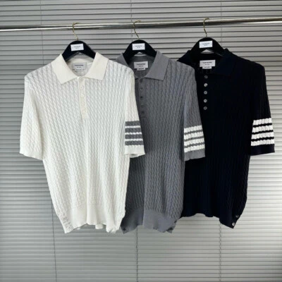 Thom Browne Men/women's Spring Lapel Knitting Short-sleeved Sweater - Image 1 of 4